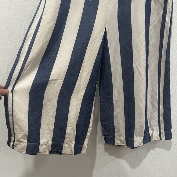 Madewell Huston Pants Womens Sz L Linen Blend Nautical Pocket Wide Leg Cropped - Picture 2 of 8
